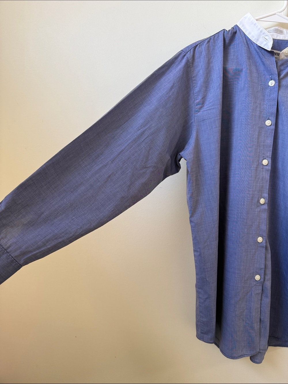 VINTAGE Holt Renfrew mock neck button cotton dress shirt oversized - Picture 3 of 4